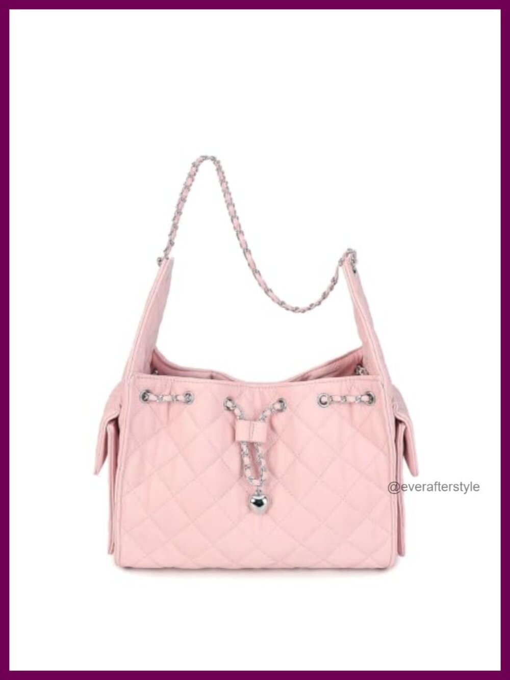 Quilted Vegan Leather Hobo Shoulder Bag Chain Strap Purse